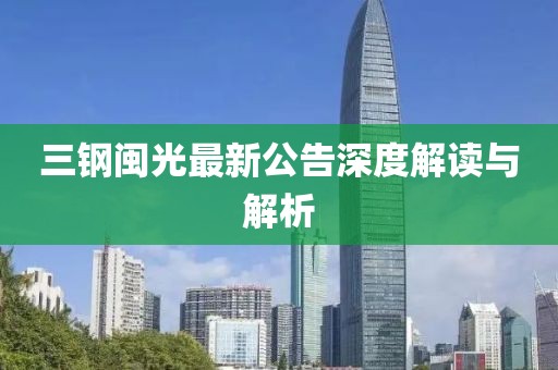 三钢闽光最新公告深度解读与解析