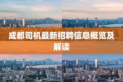 成都司机最新招聘信息概览及解读