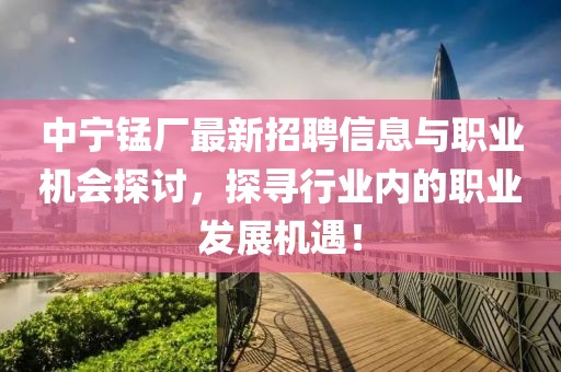 中宁锰厂最新招聘信息与职业机会探讨，探寻行业内的职业发展机遇！
