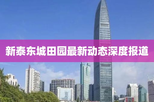 新泰东城田园最新动态深度报道