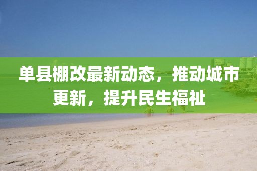 单县棚改最新动态，推动城市更新，提升民生福祉