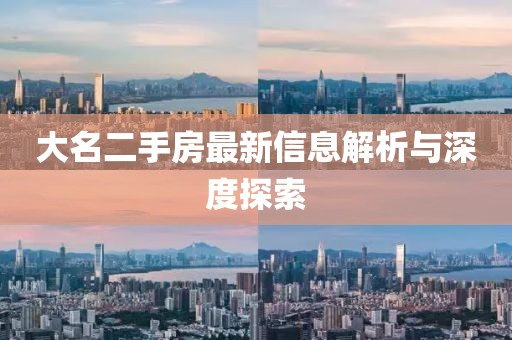 大名二手房最新信息解析与深度探索