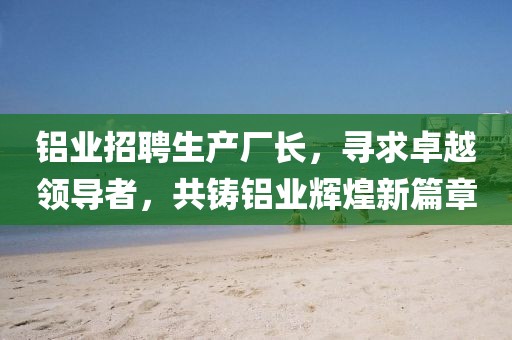 铝业招聘生产厂长，寻求卓越领导者，共铸铝业辉煌新篇章