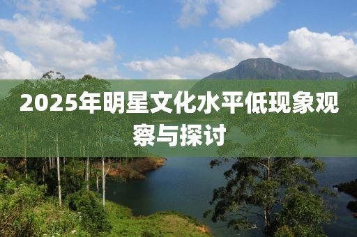 2025年明星文化水平低现象观察与探讨