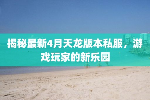 揭秘最新4月天龙版本私服，游戏玩家的新乐园