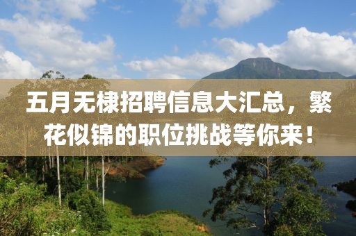 五月无棣招聘信息大汇总，繁花似锦的职位挑战等你来！