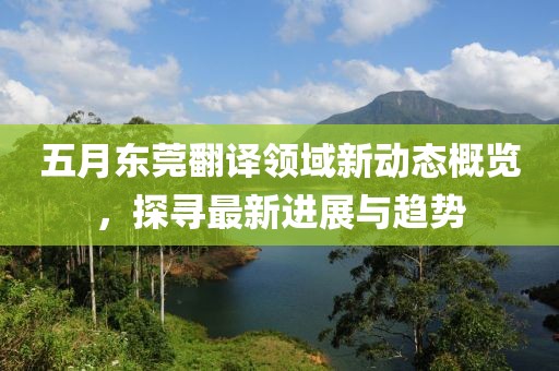 五月东莞翻译领域新动态概览，探寻最新进展与趋势