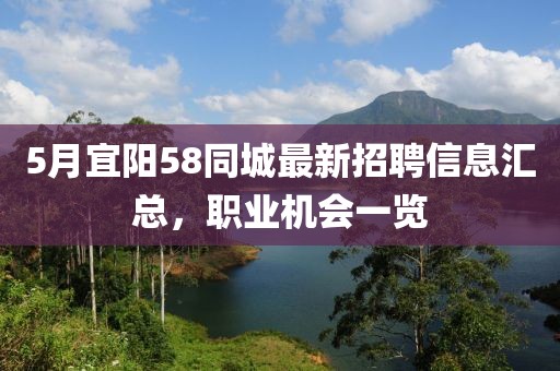 5月宜阳58同城最新招聘信息汇总，职业机会一览
