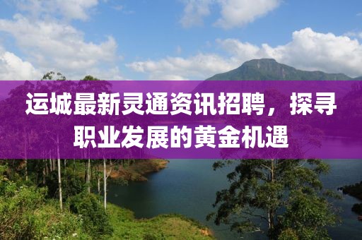运城最新灵通资讯招聘，探寻职业发展的黄金机遇