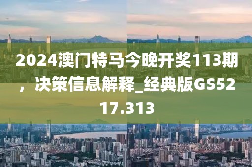 2024澳门特马今晚开奖113期，决策信息解释_经典版GS5217.313