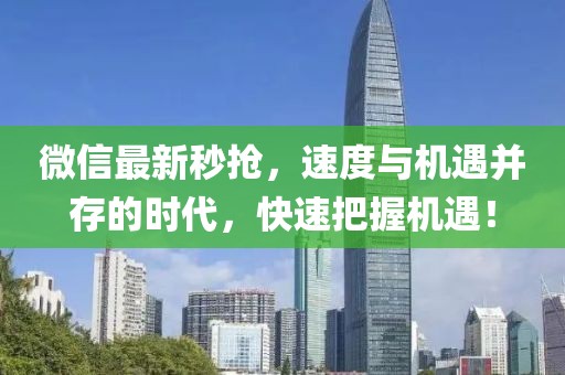 微信最新秒抢，速度与机遇并存的时代，快速把握机遇！