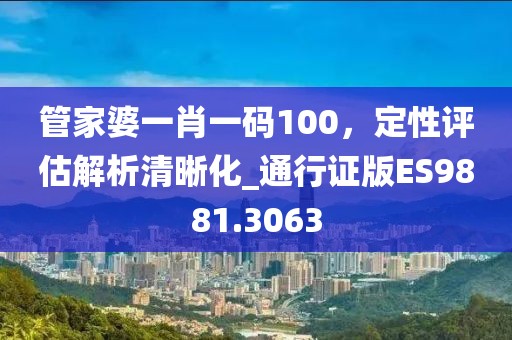 管家婆一肖一码100，定性评估解析清晰化_通行证版ES9881.3063