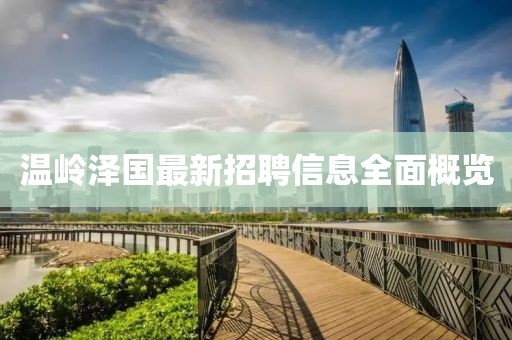 温岭泽国最新招聘信息全面概览