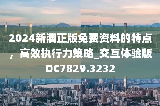 2024新澳正版免费资料的特点，高效执行力策略_交互体验版DC7829.3232