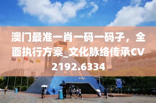 澳门最准一肖一码一码孑，全面执行方案_文化脉络传承CV2192.6334