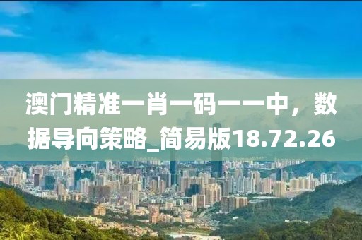 澳门精准一肖一码一一中，数据导向策略_简易版18.72.26