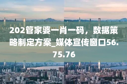 202管家婆一肖一码，数据策略制定方案_媒体宣传窗口56.75.76