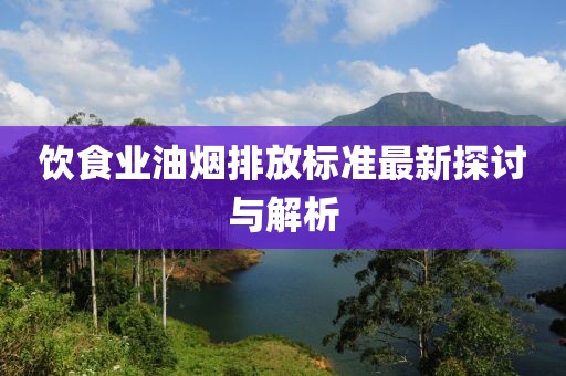 饮食业油烟排放标准最新探讨与解析
